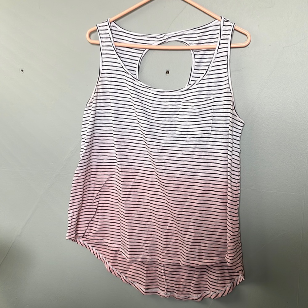 Torrid Size 0 Striped Dip Dye Pink Open Back hi-lo Tank preppy girly